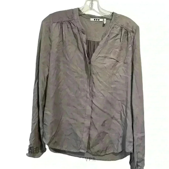 THREE DOTS BUTTON DOWN WITH HIDDEN BUTTONS LONG SLEEVES AND MOCK COLLAR SIZE S - Picture 4 of 7